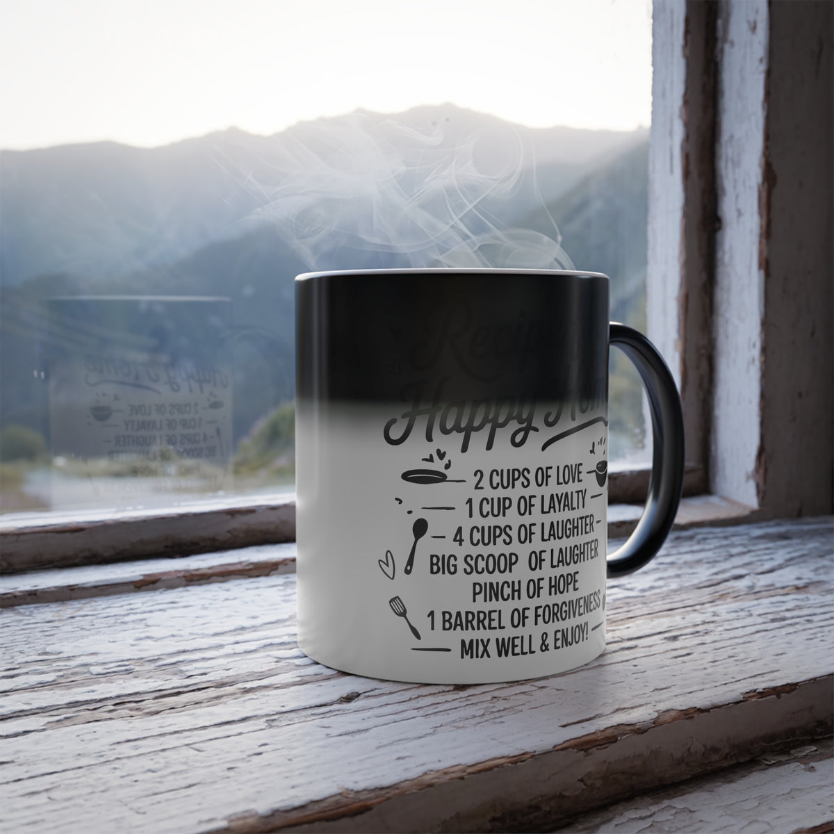 Retro Home Coffee Recipe Mug | Color Morphing 11oz, Happy Family, Home, Father
