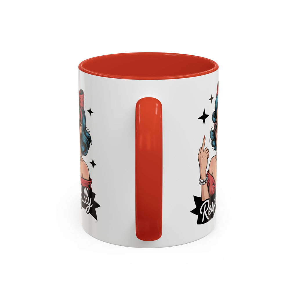 Retro Pinup Woman Saying Respectfully Mug | Vintage 50s Rockabilly, Retro, Jokes