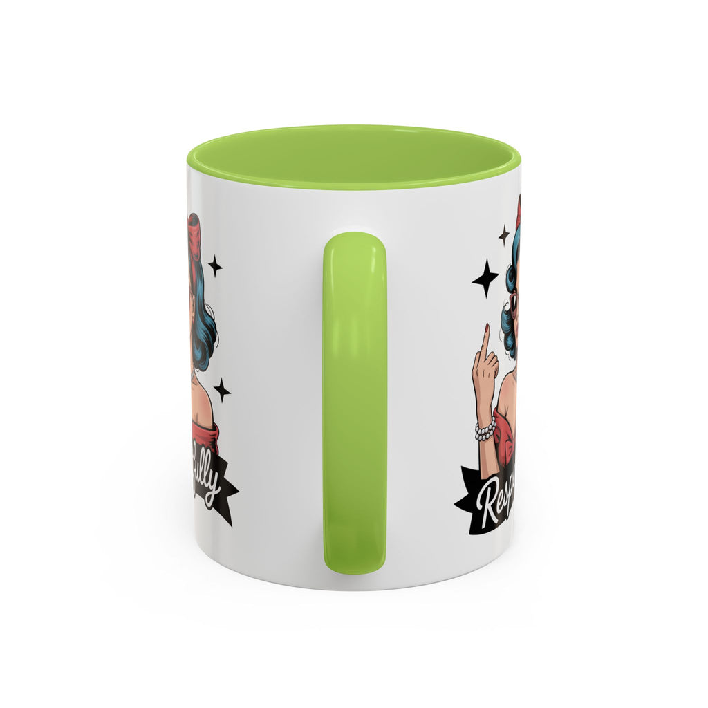 Retro Pinup Woman Saying Respectfully Mug | Vintage 50s Rockabilly, Retro, Jokes