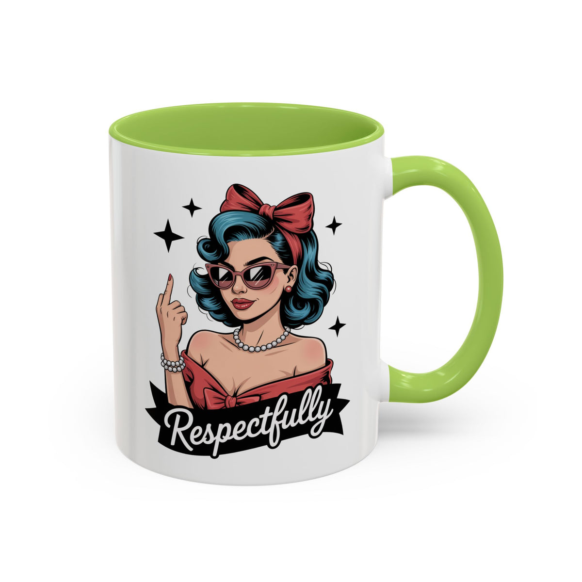 Retro Pinup Woman Saying Respectfully Mug | Vintage 50s Rockabilly, Retro, Jokes