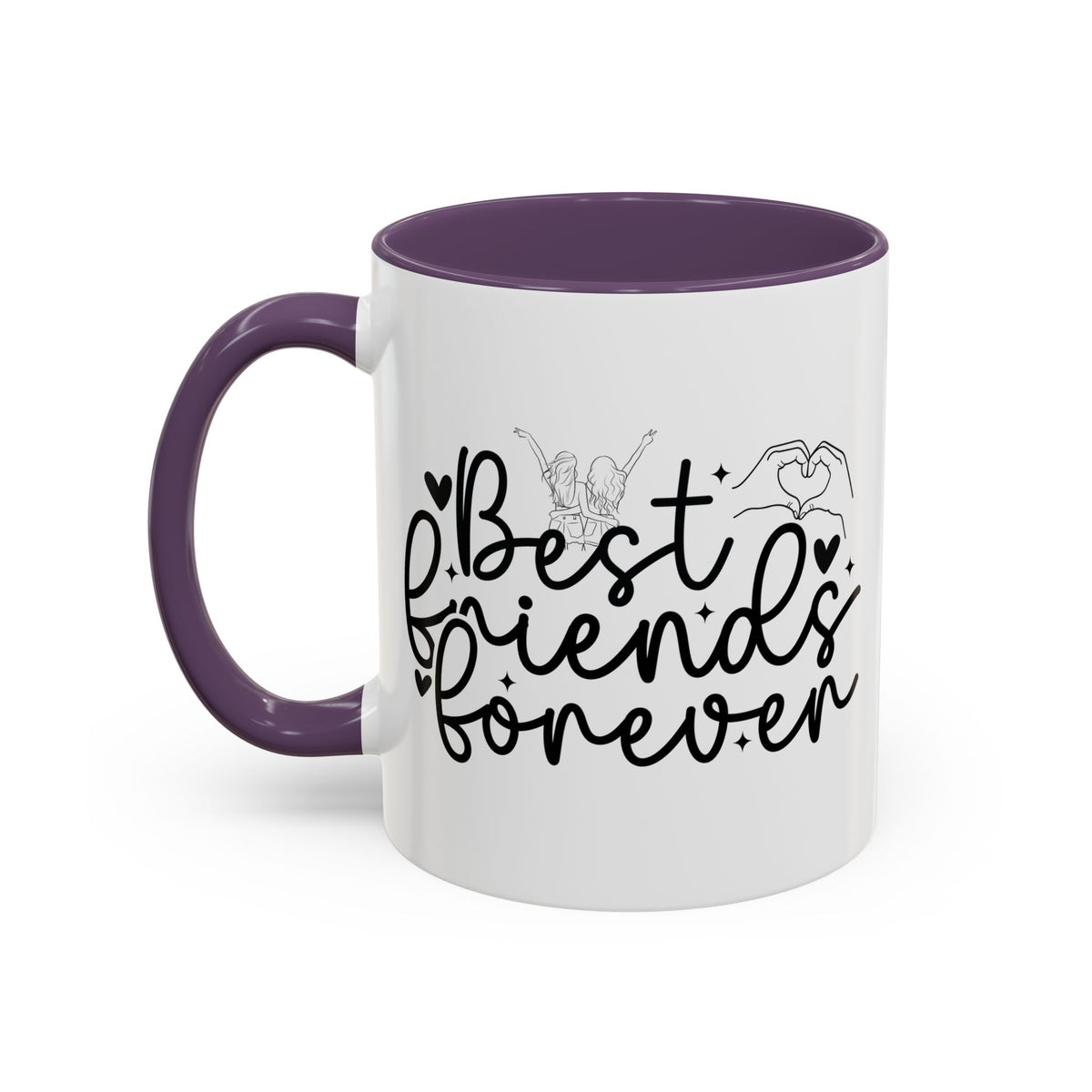 Best Friends Forever mug, Accent Coffee Mug, black handle and rim, FREE SHIPPING