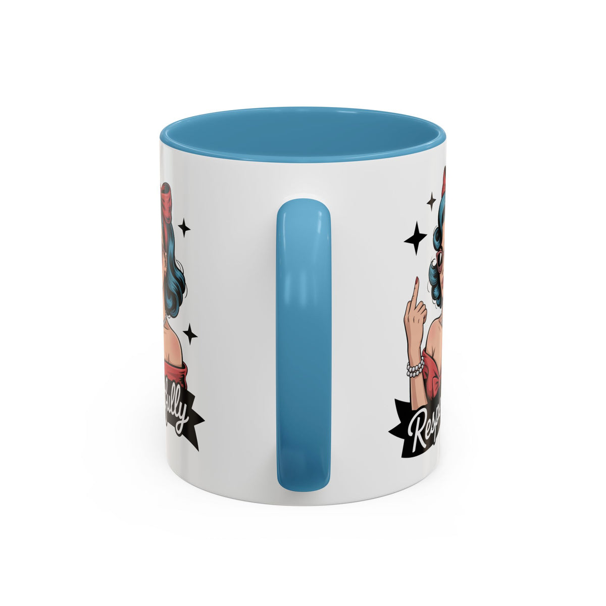 Retro Pinup Woman Saying Respectfully Mug | Vintage 50s Rockabilly, Retro, Jokes