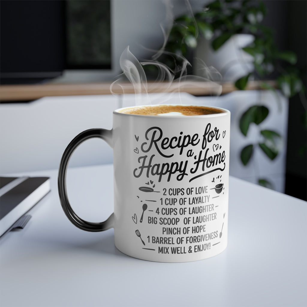Retro Home Coffee Recipe Mug | Color Morphing 11oz, Happy Family, Home, Father