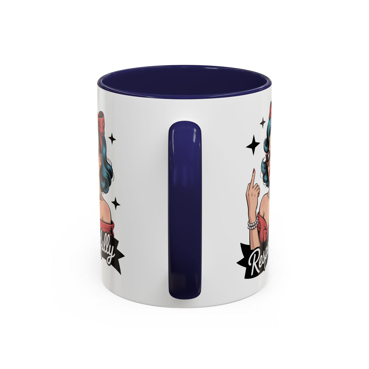 Retro Pinup Woman Saying Respectfully Mug | Vintage 50s Rockabilly, Retro, Jokes