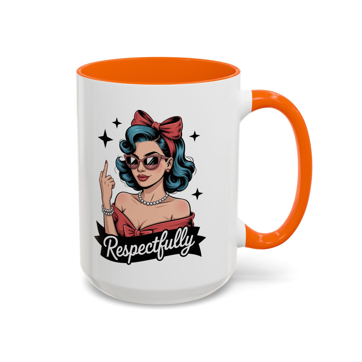 Retro Pinup Woman Saying Respectfully Mug | Vintage 50s Rockabilly, Retro, Jokes