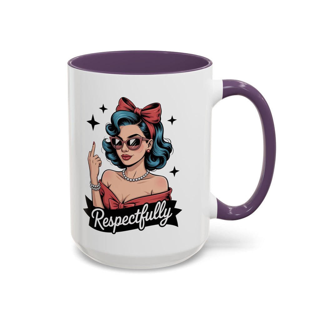 Retro Pinup Woman Saying Respectfully Mug | Vintage 50s Rockabilly, Retro, Jokes
