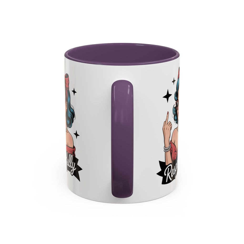 Retro Pinup Woman Saying Respectfully Mug | Vintage 50s Rockabilly, Retro, Jokes