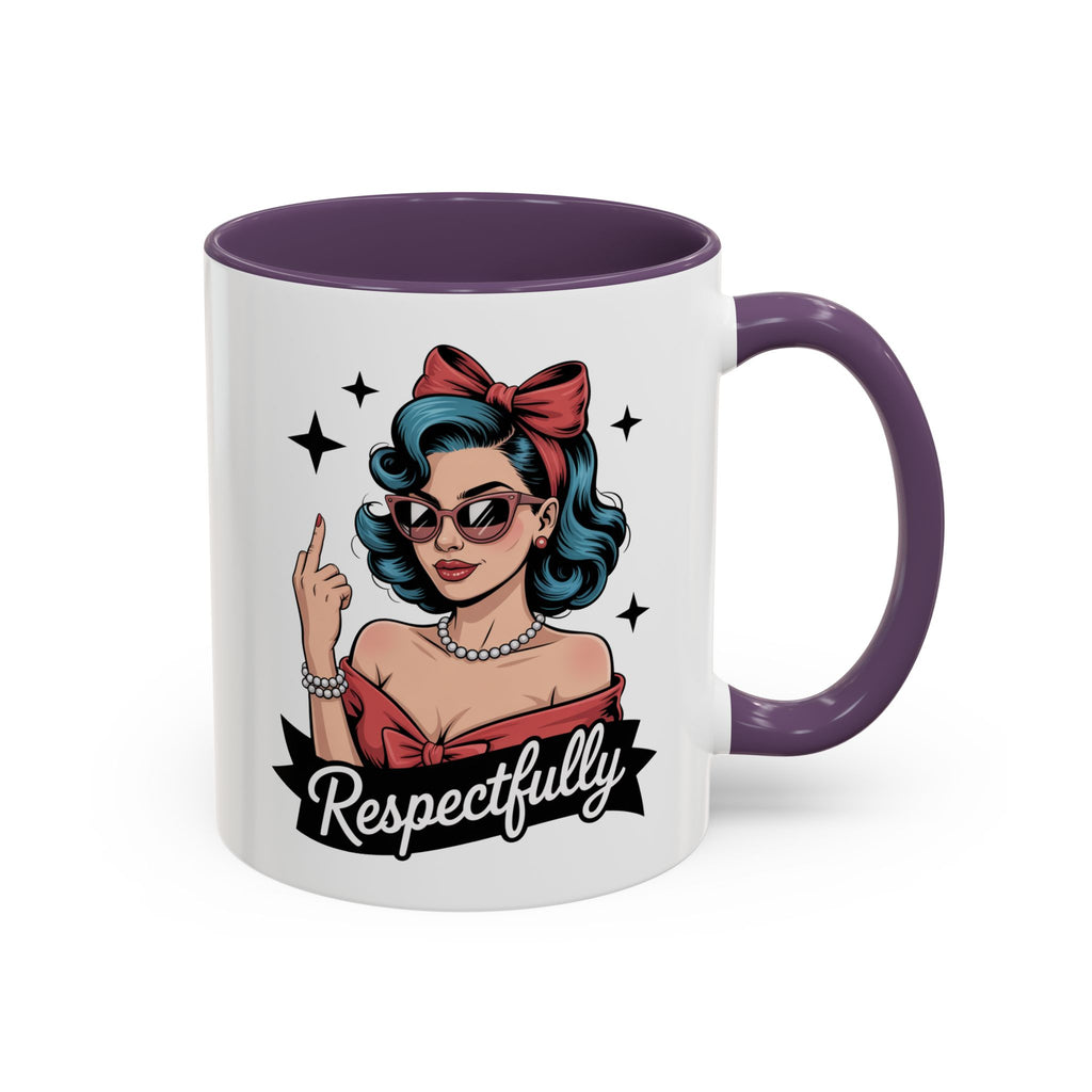 Retro Pinup Woman Saying Respectfully Mug | Vintage 50s Rockabilly, Retro, Jokes