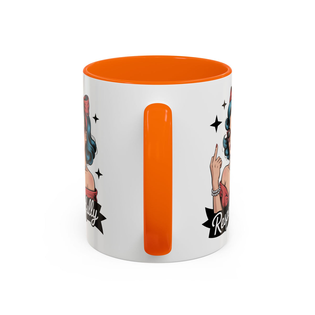 Retro Pinup Woman Saying Respectfully Mug | Vintage 50s Rockabilly, Retro, Jokes