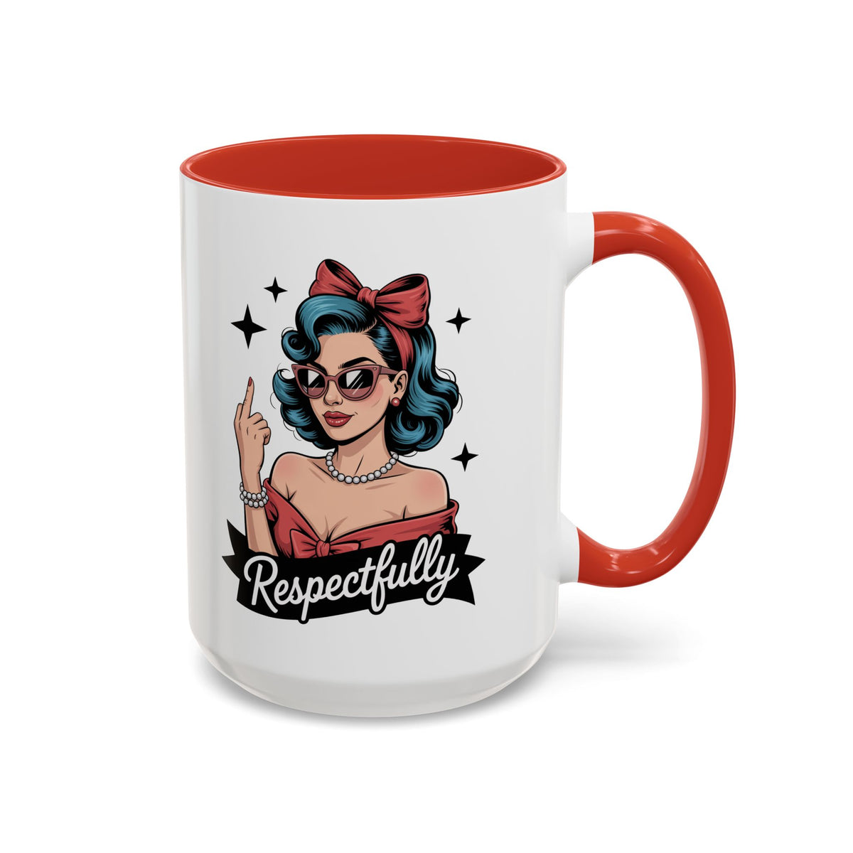 Retro Pinup Woman Saying Respectfully Mug | Vintage 50s Rockabilly, Retro, Jokes