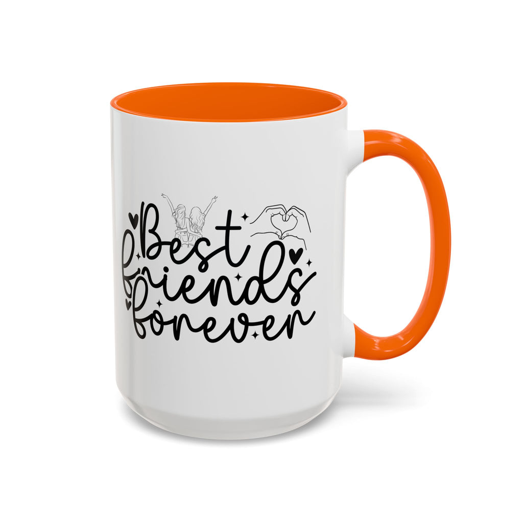 Best Friends Forever mug, Accent Coffee Mug, black handle and rim, FREE SHIPPING