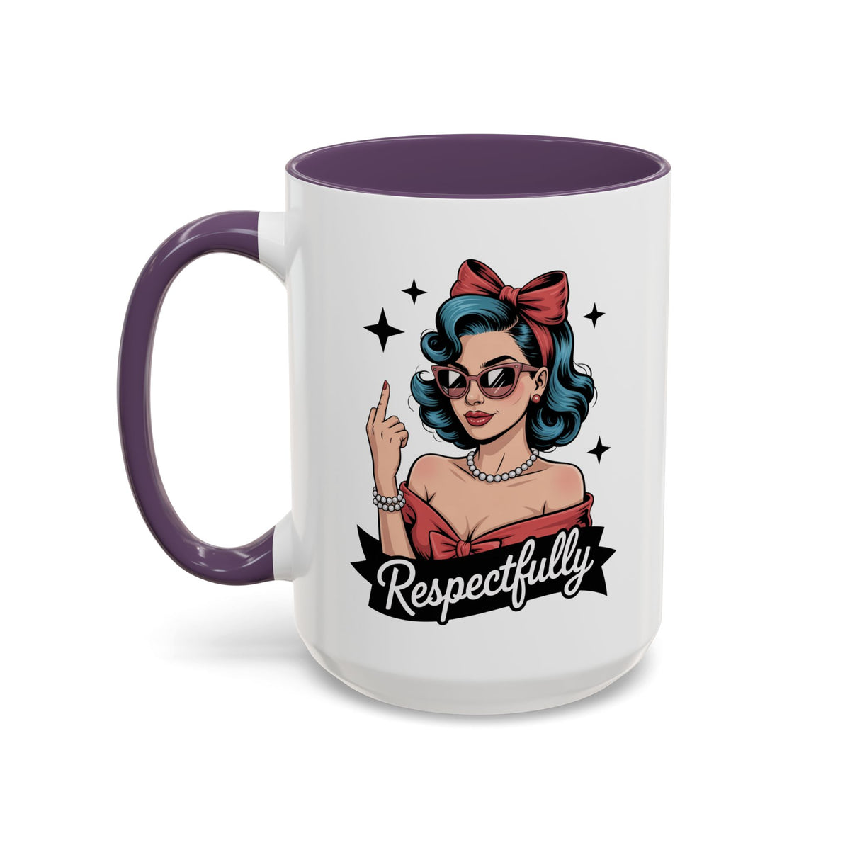 Retro Pinup Woman Saying Respectfully Mug | Vintage 50s Rockabilly, Retro, Jokes